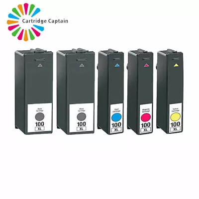 5 CHIPPED INK CARTRIDGES FOR LEXMARK 100XL Impact S305 Interpret S405 PRINTER • £8.42