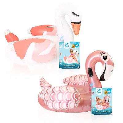 Giant 5ft Ride On Pool Float Flamingo Swan Summer Beach Holiday Lilo Swim 150cm • £19.99