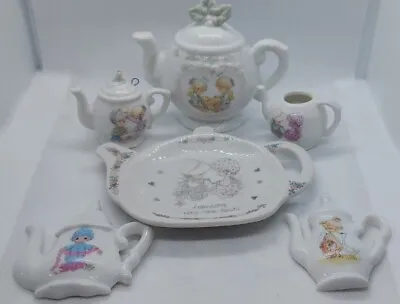 Lot Of 6 Precious Moments  Friendship Hits The Spot Miniature Ceramic Teapots  • $19.99