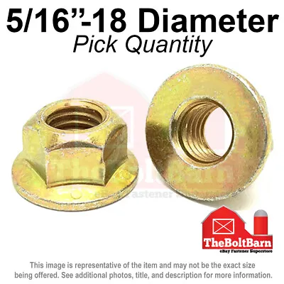 5/16 -18 Grade 8 (G) Hex Flange Top Lock Nuts Coarse Zinc Yellow (Pick Quantity) • $9.67