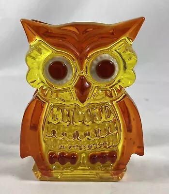 Vintage 1970s Mid Century Lucite Owl Napkin Holder Yellow Orange Great Condition • $25