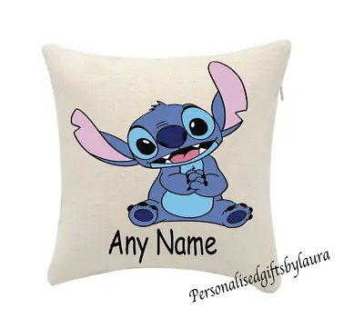 Stitch Lilo Stitch Cushion Cover Personalise Any Name (cover Only) 20cmx20cm • £5.99