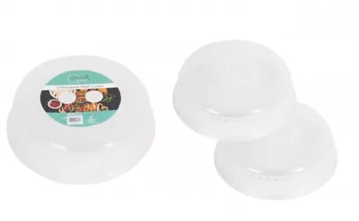 Set Of 2 Vented Clear Plastic Microwave Food Plate Covers 26cm • £4.49