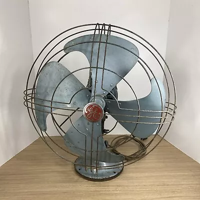 Vintage GE General Electric Vortalex 3-Speed  Oscillating Fan CY60 Gray 16” Read • $149.99