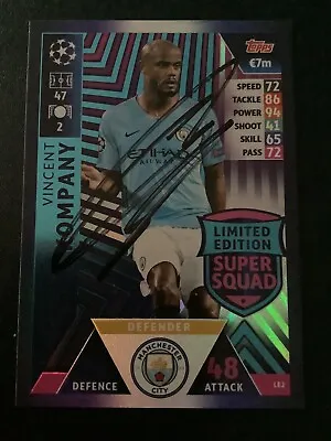 Signed Vincent Kompany Manchester City Football Match Attax Card • £4.99