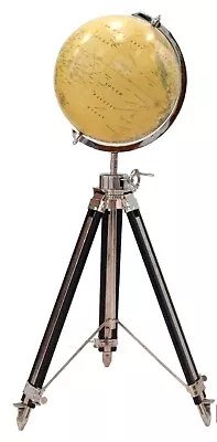 Timeless Exploration: Antique World Globe With Tripod Stand. • $350