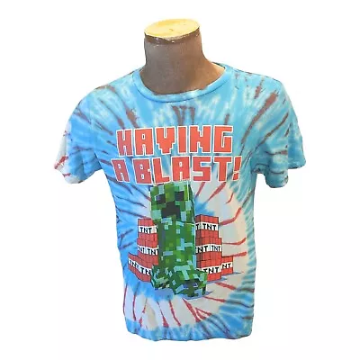 Men's Minecraft T-Shirt Tie Dye X-Large Creeper Having A Blast! TNT • $14.93