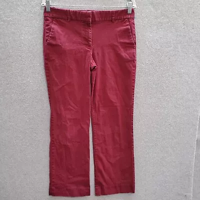 J Crew Women Pants 6 S Red Chino Stretch Straight Pockets Mid Rise 28  Inseam • $11.94