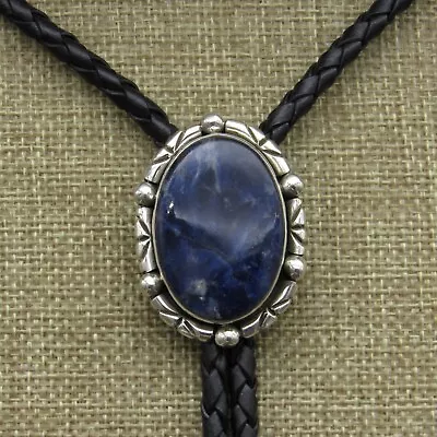 Sterling Silver Oval-Shaped Sodalite Stone Bolo Tie By Jose Campos+ • $285