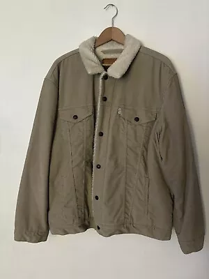 Levi's Beige Corduroy Sherpa Mens XXL  Trucker Jacket - Excellent Condition • £31