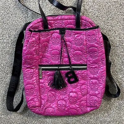 £58.07 • Buy Betsey Johnson Head First Pink Quilted Skull Backpack Adjustable Straps *Retired