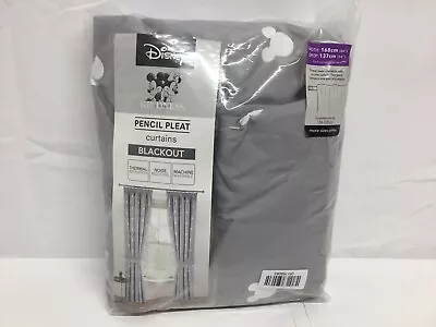 £25 • Buy Disney Mickey Mouse Pencil Pleat Blackout Curtains 66”x54” Each CurtaIn Grey NEW