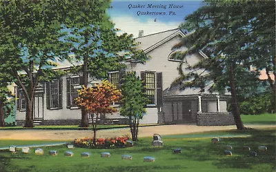 Quakertown PA Postcard Pennsylvania Quaker Meeting House Cemetery Vintage • $12.99