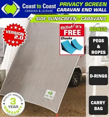 Coast Caravan Privacy Screen End Wall Side Sunscreen Roll Out Awning Free Chocks • $106.99