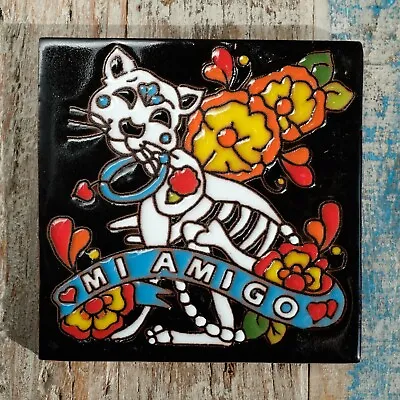 MEXICAN Relief TILE 10.5X10.5 CMS Mi Amigo CAT • £4.95