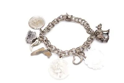 Vintage Sterling Silver 925 Loaded Charm Bracelet 6.5  Travel Christmas • $59.49