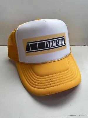 Vintage Yamaha Motorcycle Hat Trucker Hat Snapback Gold Yellow  Cap • $16.14