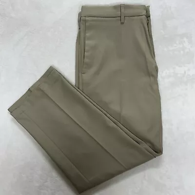 Men's Haggar 36W X 29L Cool 18 Pro Tan Straight Fit 4 Way Stretch Dress Pants • $21.99