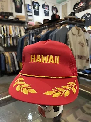 Vintage Hawaii Gold Leaf Rope Trucker Hat Hawaiian Retro Vtg Fashion • $10