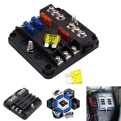 6 Way Blade /w Fuse Box Block Holder Auto Car Power Distribution Board 12V~32V • £9.69