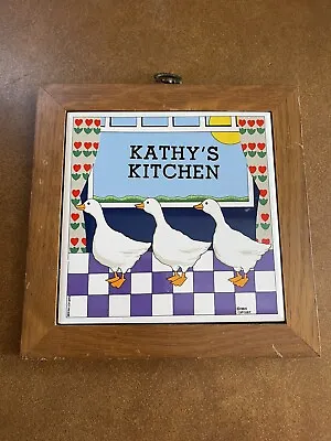 Vintage Kitchen Sign Kathy’s Kitchen CDP Corp Tile Hanging Decor Goose 1984 • $12.99