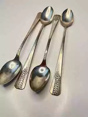 4 Silver Plate Iced Tea Spoons MCM Vernon Silver Co Romford • $17.99