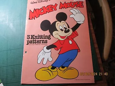 Vintage  Mickey Mouse Gary Kennedy Intarsia Pattern Book  24 -32  4 Ply & Dk • £4.99