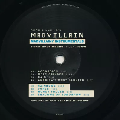 Doom* & Madlib's - Madvillain ‎– Madvillainy Instrumentals Label: Stones Throw  • £579.99