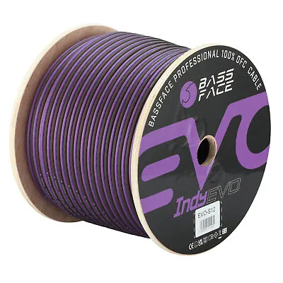 Bassface EVO-S12 100m Roll 100% OFC 12AWG 2*3.33mm Purple/Black Speaker Cable • £180.99