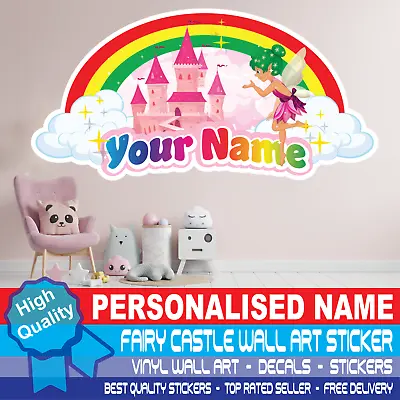 Personalised Name Fairy Castle Bedroom Nursery Wall Sticker Girls Vinyl Wall Art • £12.99