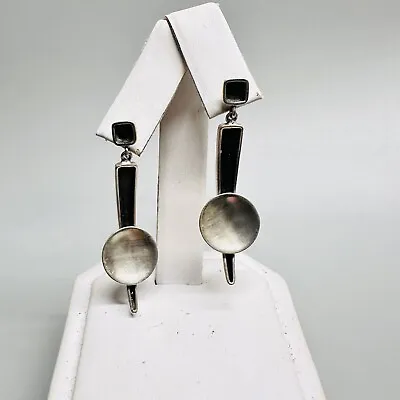 Vintage Designer 925 Sterling Silver Abstract Modernist Pierced Earrings • $49.99