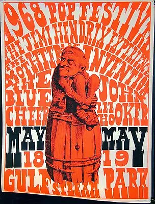 0575 Vintage Music Poster Art  - 1968 Pop Festival Jimi Hendrix • £6.99