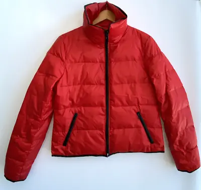 MODA INTERNATIONAL Red Down Feather Puffer Jacket Full Zip Size M • $39.95