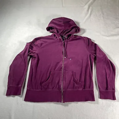 Victorias Secret Jacket Womens Large Purple Fleece Coat Full Zip Up Hoodie Hike • $14.44