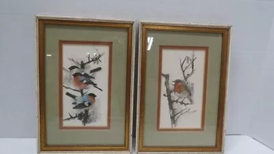 Set Of 2 Framed Bird Lithographs Signed By Danish Artist Mads Stage • $67