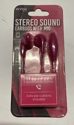VIBE Sound Stereo Sound Earbuds With Microphone Pink • $7.99
