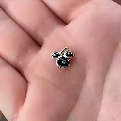 Vintage 925 Sterling Silver Enamel Mickey Mouse Black Swirl Bracelet Charm • $19.99