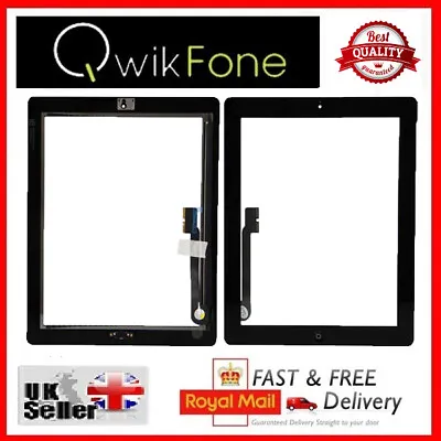 For 2012 Apple IPad 3 Black Touch Screen Digitizer Replacement With Home Button • £11.50