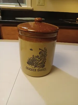 Beautiful English  CRACKER BARREL  Stoneware Cannister/Cookie Jar With Lid • $35