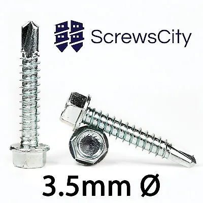 £4.15 • Buy 3.5mm Ø SELF DRILLING HEX WASHER HEAD SELF-DRILLING ROOFING SCREWS