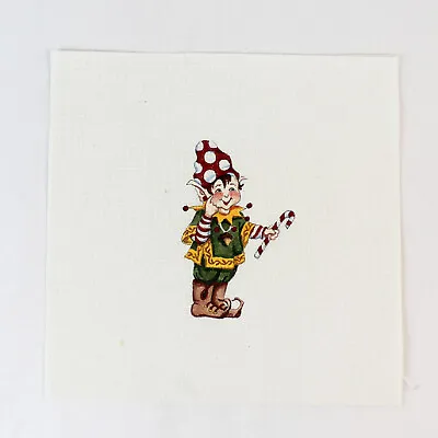 Mesh Hand Painted Needlepoint Candycane Acorn Elf Pattern Craft Cross Stitch • $47.59