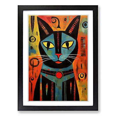 Egyptian Cat Expressionism Wall Art Print Framed Canvas Picture Poster Decor • £14.95