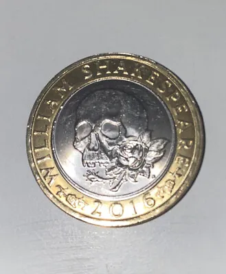£225 • Buy William Shakespeare Misprint £2 British Pound Coin.  RARE OFF Centre Skull Error