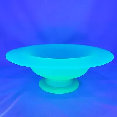 Vintage Green Uranium Vaseline Glass Pedestal Bowl • $9.99