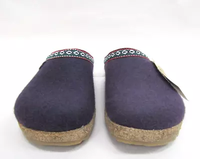 Haflinger Womens GRIZZLY Eggplant Wool Clogs Slippers Sz 36 /US 6 • £19.79