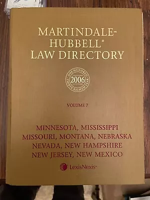 Martindale Hubbell Law Directory Volume 7 Lawyers 2006 Legal Display Book • $17.99