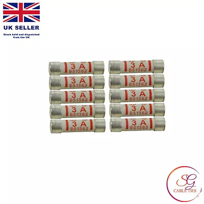 3A Amp Domestic Fuses Plug Top Household Mains Fuse Cartridge • £2.49