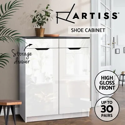 $125.96 • Buy Artiss Shoe Cabinet Shoes Storage Rack High Gloss Organiser Cupboard White