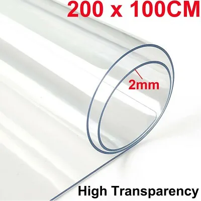 2mm Thick Clear Transparent Vinyl PVC Tablecloth Table Protector Plastic Cover • £21.86