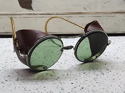 Vintage American Optical Round Green Safety Sun Glasses Steampunk Antique  • $50